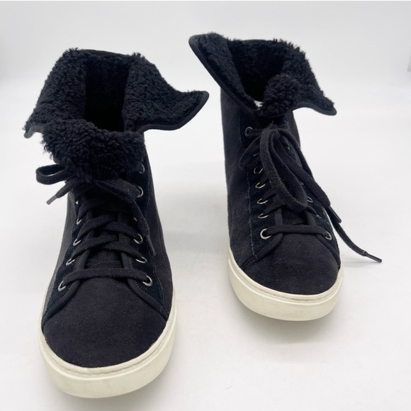 Cole Haan Raven Shearling Lined Black Suede Lace Up High Top Sneaker or Boot - Picture 7 of 10